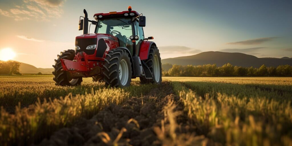 Tractor with HELLA X-Treme Series LED Driving Lights in white mode, X-shape position light, IP69K, auxiliary high-beam, off-road bumper mount.