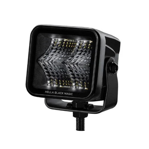 HELLA X-Treme Series LED Driving Lights in White mode with X-shape position light, IP69K, rugged aluminum housing, auxiliary high-beam for off-road