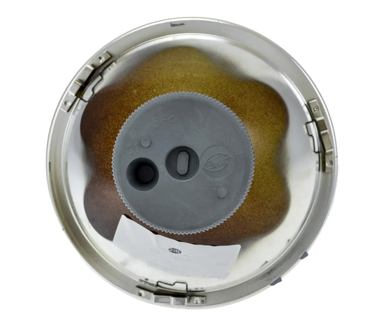 HELLA X-Treme Series LED Driving Lights in amber mode, rugged aluminum IP69K housing, auxiliary high-beam X-shape position light, ideal for off-road trucks.