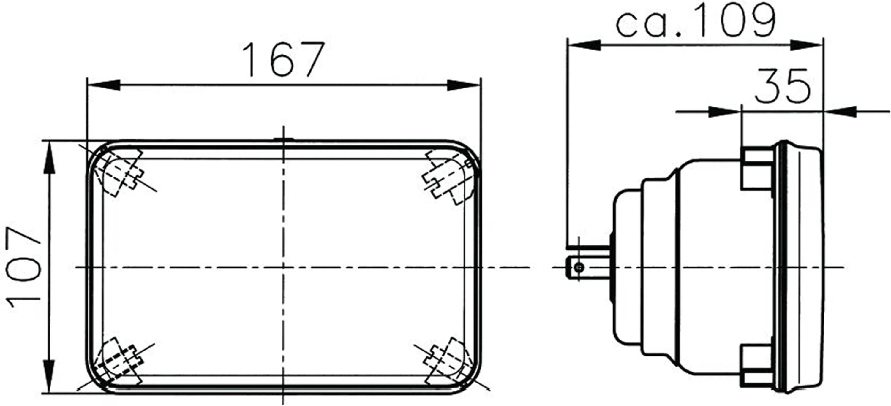 HELLA X-Treme Series LED Driving Lights technical drawing, IP69K, rugged aluminum housing, auxiliary high-beam, off-road