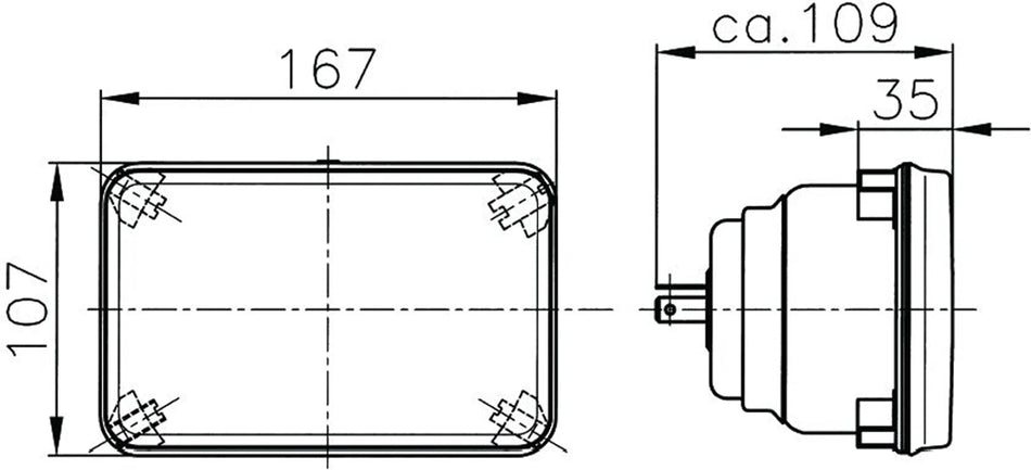 HELLA X-Treme Series LED Driving Lights technical drawing, IP69K, rugged aluminum housing, auxiliary high-beam, off-road