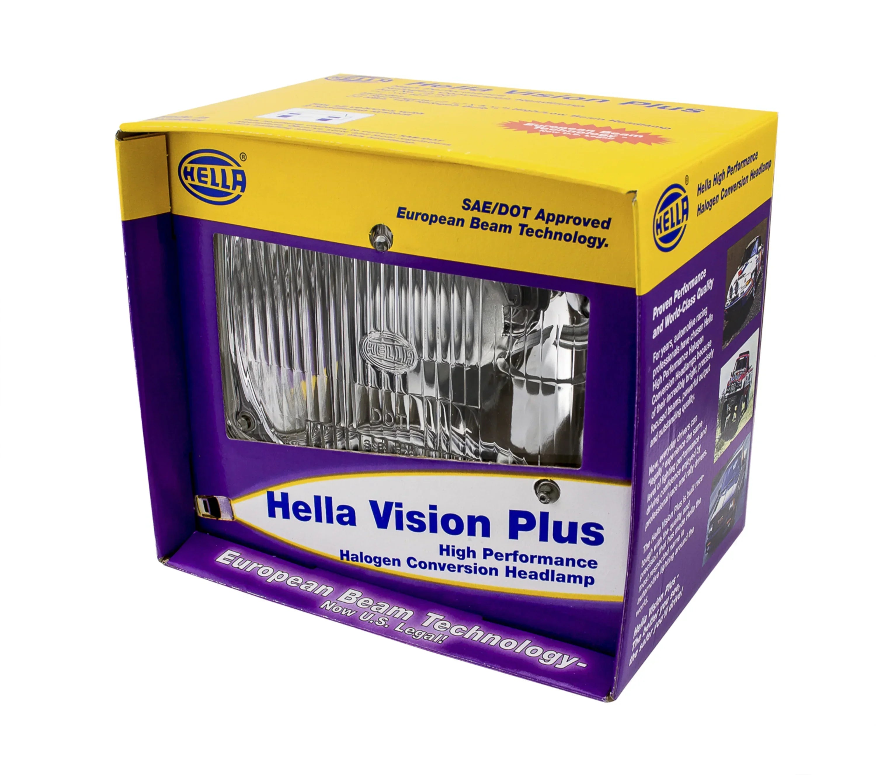 HELLA Vision Plus X-Treme Series LED Driving Lights in rugged aluminum housing, clear lens, IP69K, auxiliary high-beam, off-road-ready, visible X-shape position light in White mode.