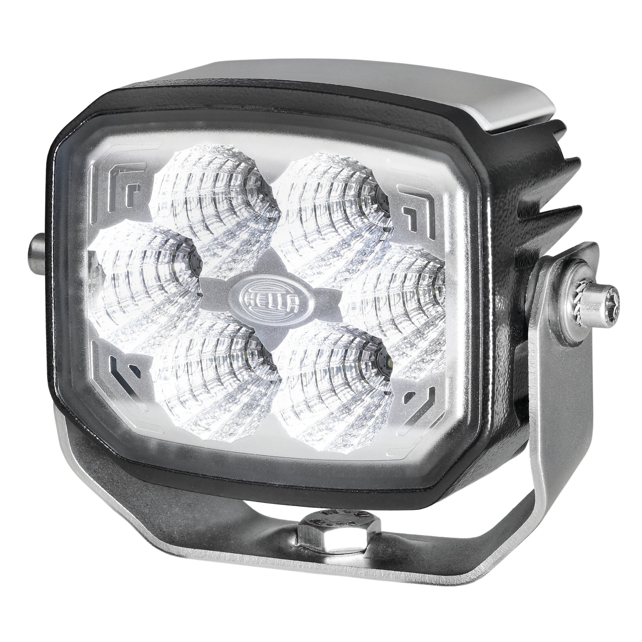 Black and silver Power Beam 1500 LED work lamp with 6 bright LEDs and rugged aluminum housing.