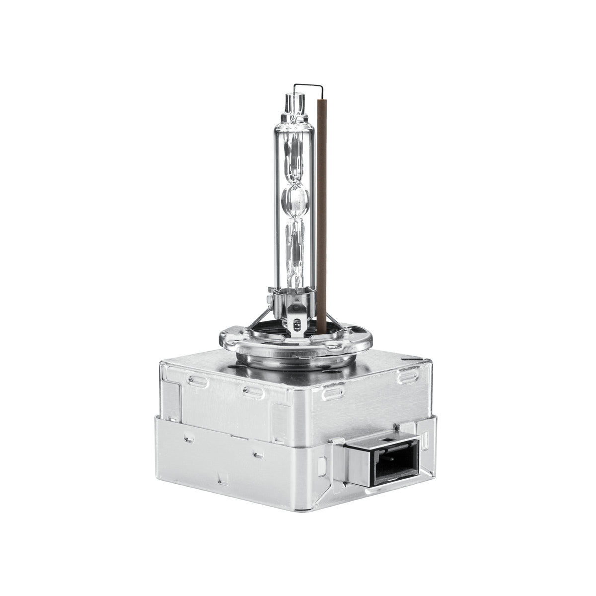 HELLA D1S Xenon HID bulb with clear glass tube, silver metal base, and square ballast.
