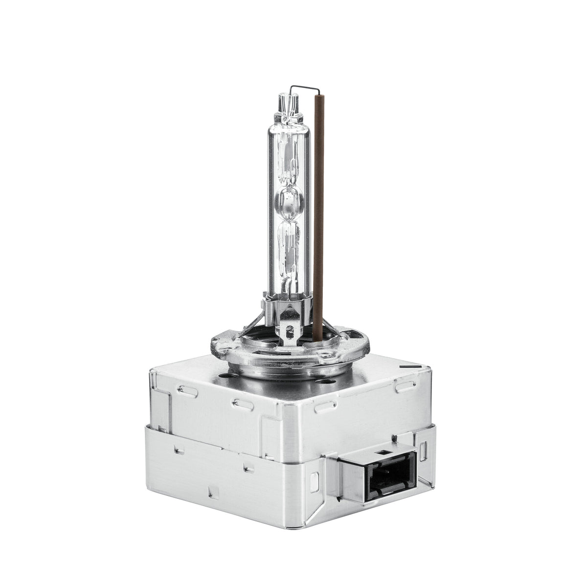 HELLA D1S Xenon HID bulb with clear glass, silver metal base, and brown wire.