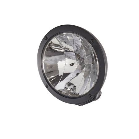 HELLA Rallye 4000 Compact driving beam light with matte black housing and clear glass lens.