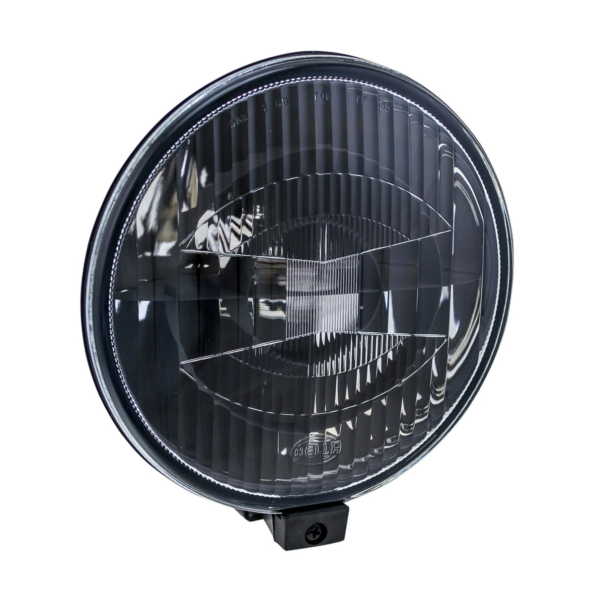 HELLA X-Treme Series LED Driving Lights in White mode with X-shape position light, IP69K rated, rugged aluminum housing, auxiliary high-beam, off-road ready.