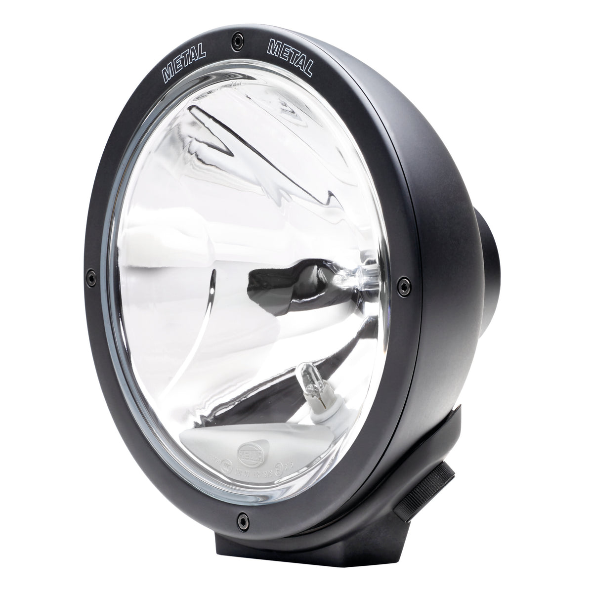 Rallye 4000 Black Halogen Free Form Beam with clear lens and "METAL" branding on the bezel.
