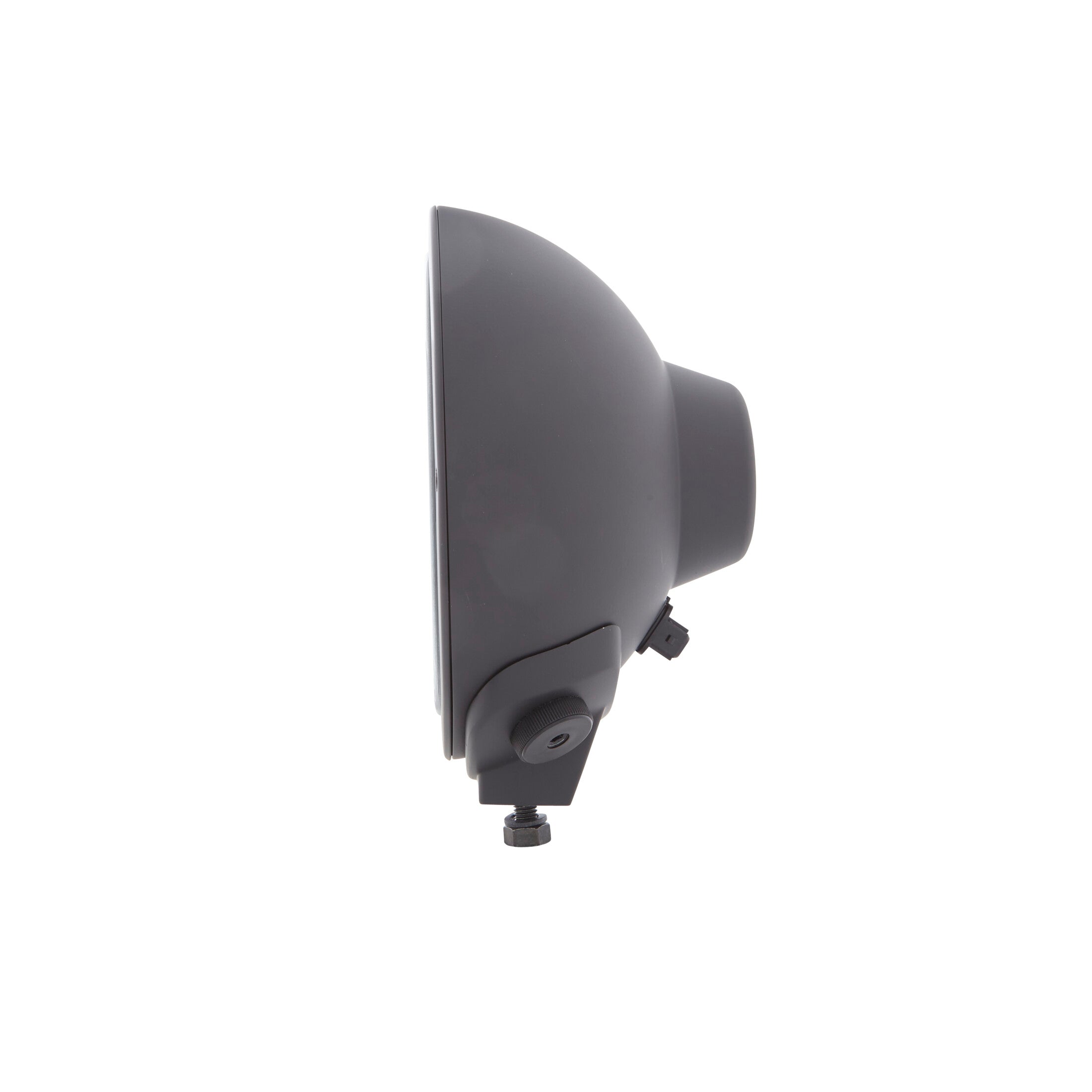Side view of a sleek, black Rallye 4000 Halogen Pencil Beam with mounting bracket.