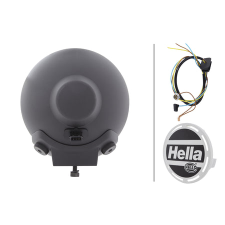 Rallye 4000 Black Halogen Pencil Beam with wiring harness and iconic Hella cover.
