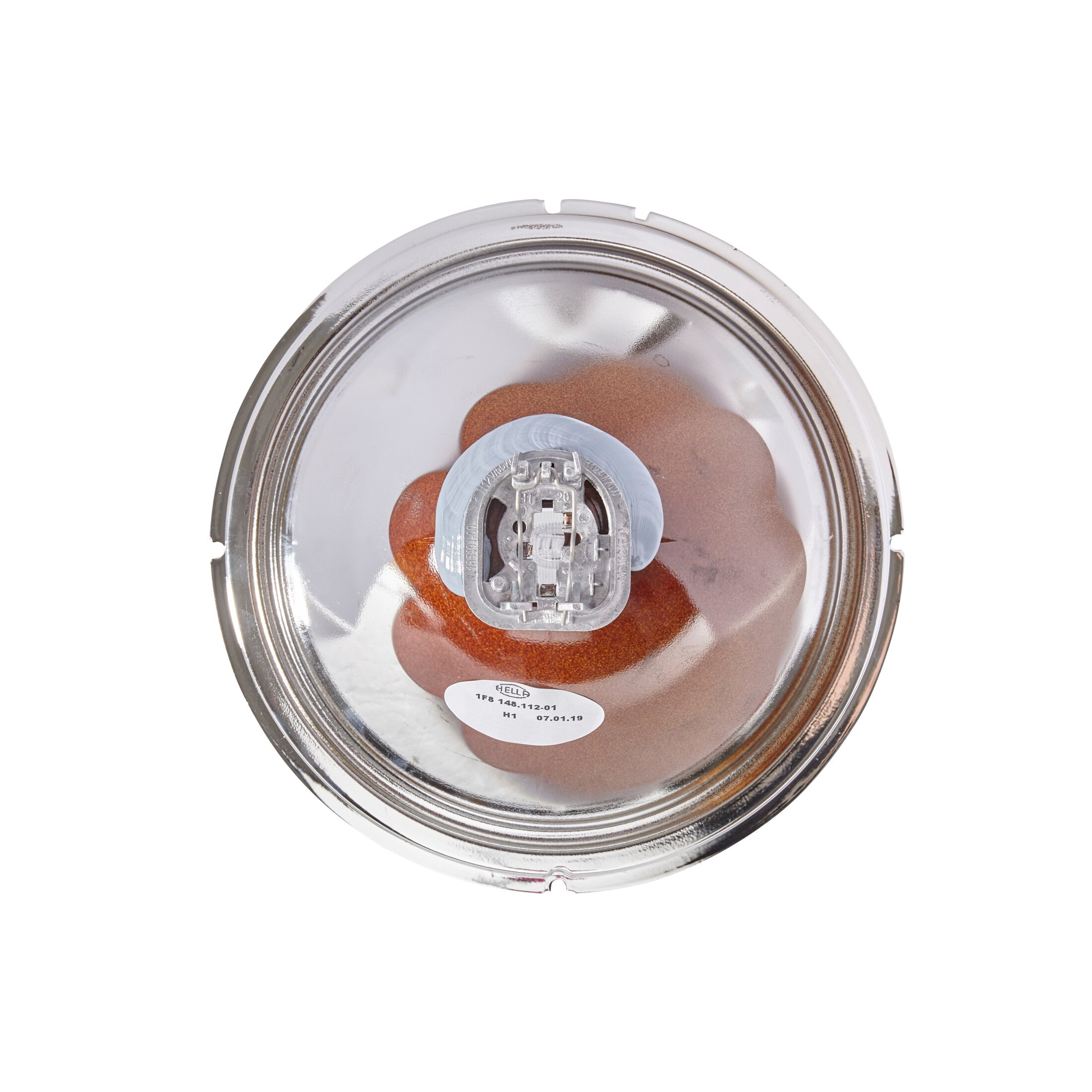 Rallye 4000 Series chrome driving beam insert with clear lens and bulb socket.