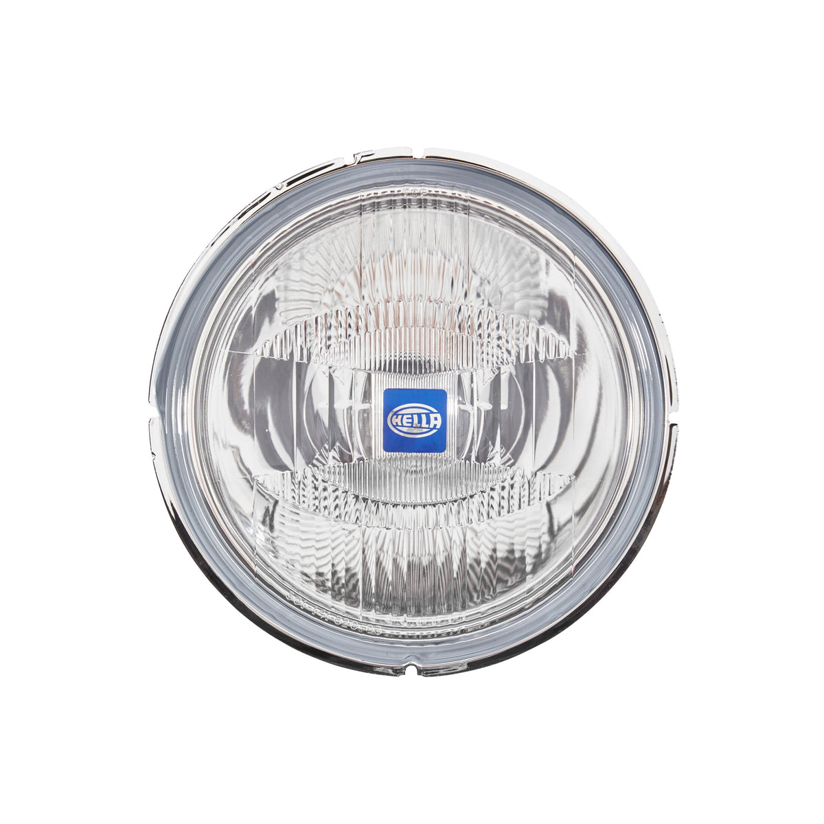 Round Hella Rallye 4000 Series driving beam insert with clear lens and chrome trim.