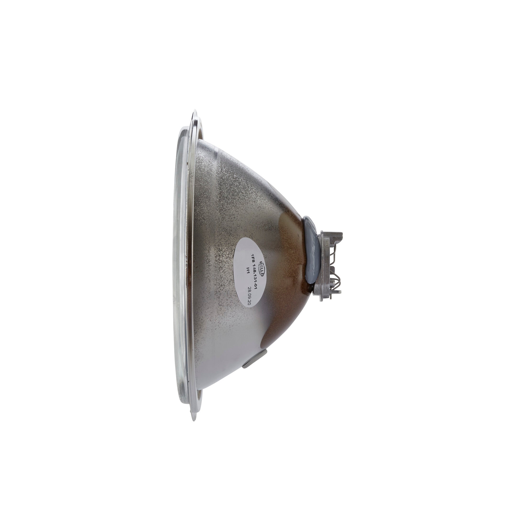 Rallye 4000 Series black halogen driving beam insert with PO light, side view.