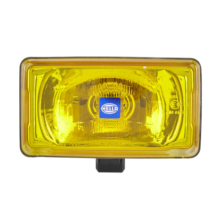 HELLA 450 Halogen Amber Driving Light — front view of compact round halogen driving lamp with amber lens