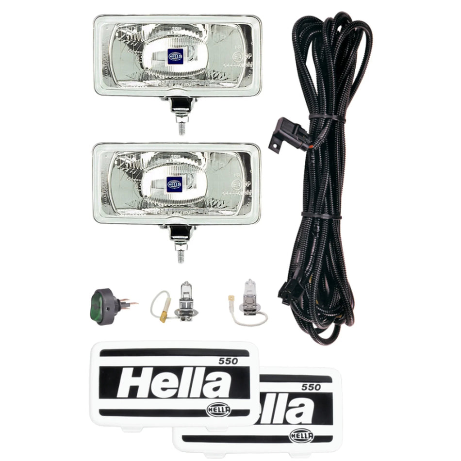 HELLA X-Treme Series LED Driving Lights kit with rugged aluminum housing, IP69K, auxiliary high-beam, off-road use.