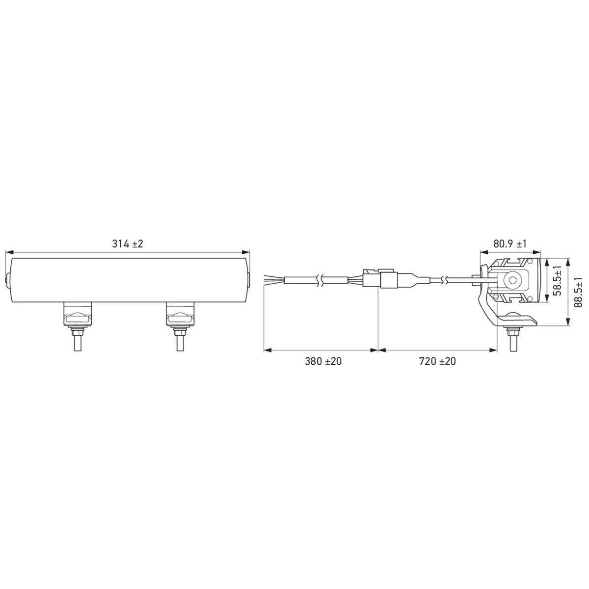 HELLA X-Treme Series LED Driving Lights technical diagram, rugged aluminum housing, IP69K, auxiliary high-beam, off-road.