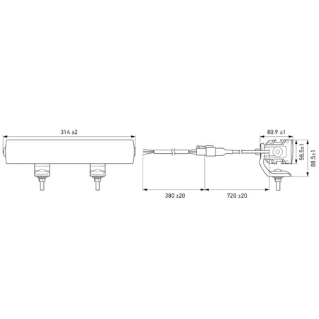 HELLA X-Treme Series LED Driving Lights technical diagram, rugged aluminum housing, IP69K, auxiliary high-beam, off-road.