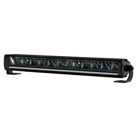HELLA X-Treme Series LED Driving Lights in rugged aluminum housing, clear lens, IP69K, auxiliary high-beam, off-road, X-shape position light in white mode.
