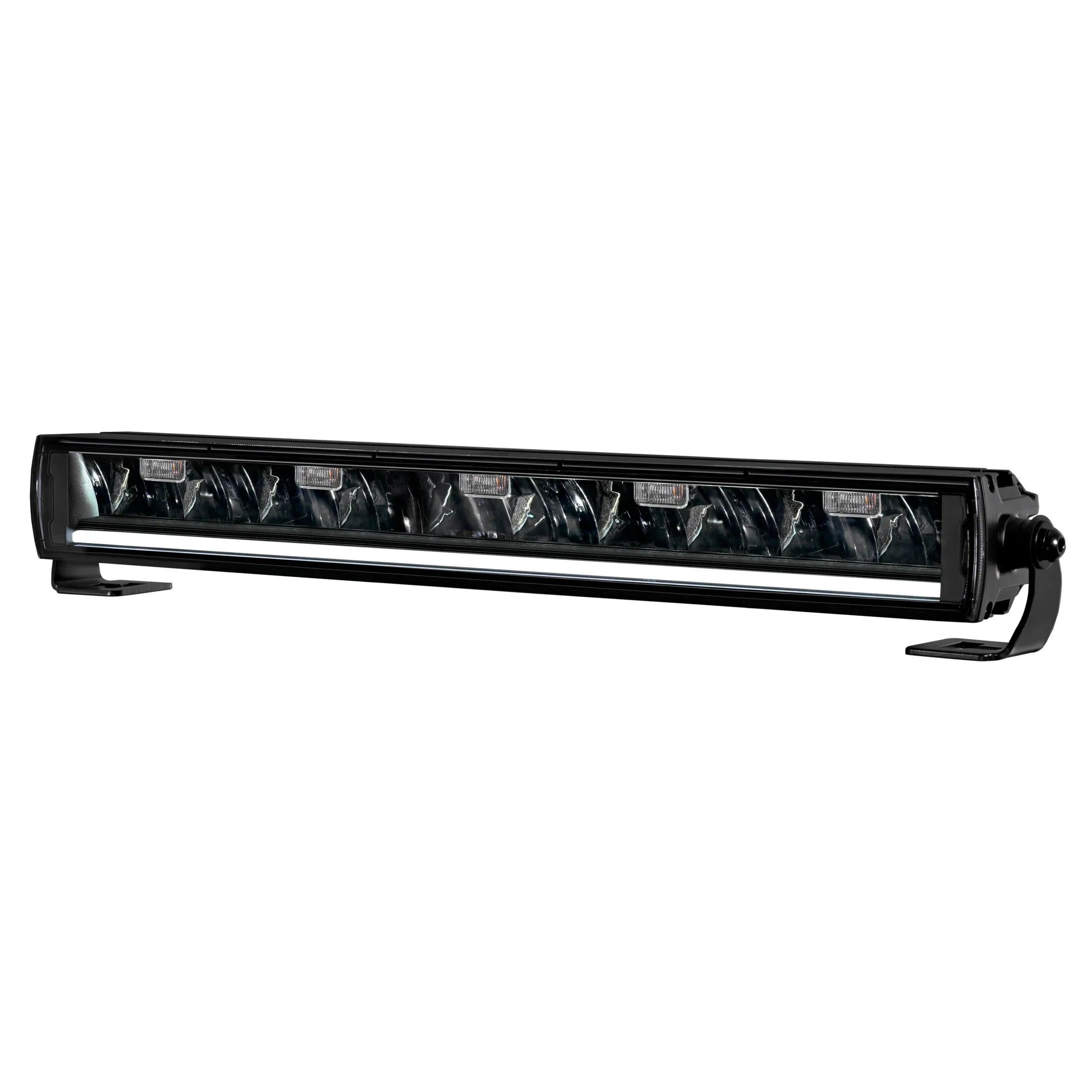 HELLA X-Treme Series LED Driving Lights bar in white mode with X-shape position light, IP69K, rugged aluminum housing, auxiliary high-beam, for off-road use.
