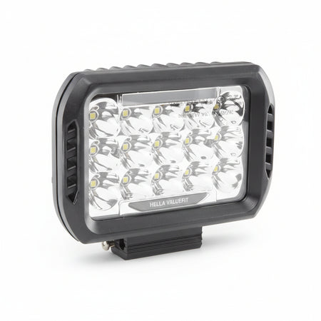 Black rectangular HELLA VALUEFIT 450 LED driving light with multiple clear lenses.
