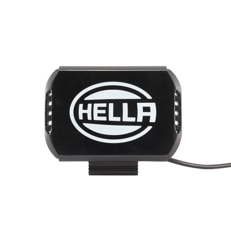 Black rectangular HELLA 450 LED driving light with white logo, featuring a driving beam.