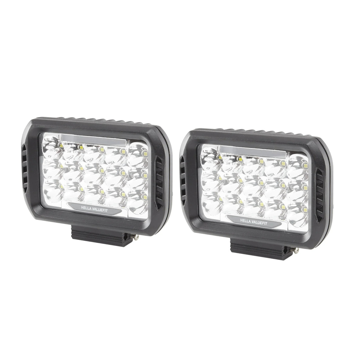 HELLA 450 LED Driving Light Kit — pair of compact LED driving lamps, diagonal-left view