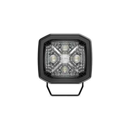 HELLA X-Treme Series LED Driving Light in white mode, X-shape position light, IP69K, rugged aluminum housing, auxiliary high-beam, off-road
