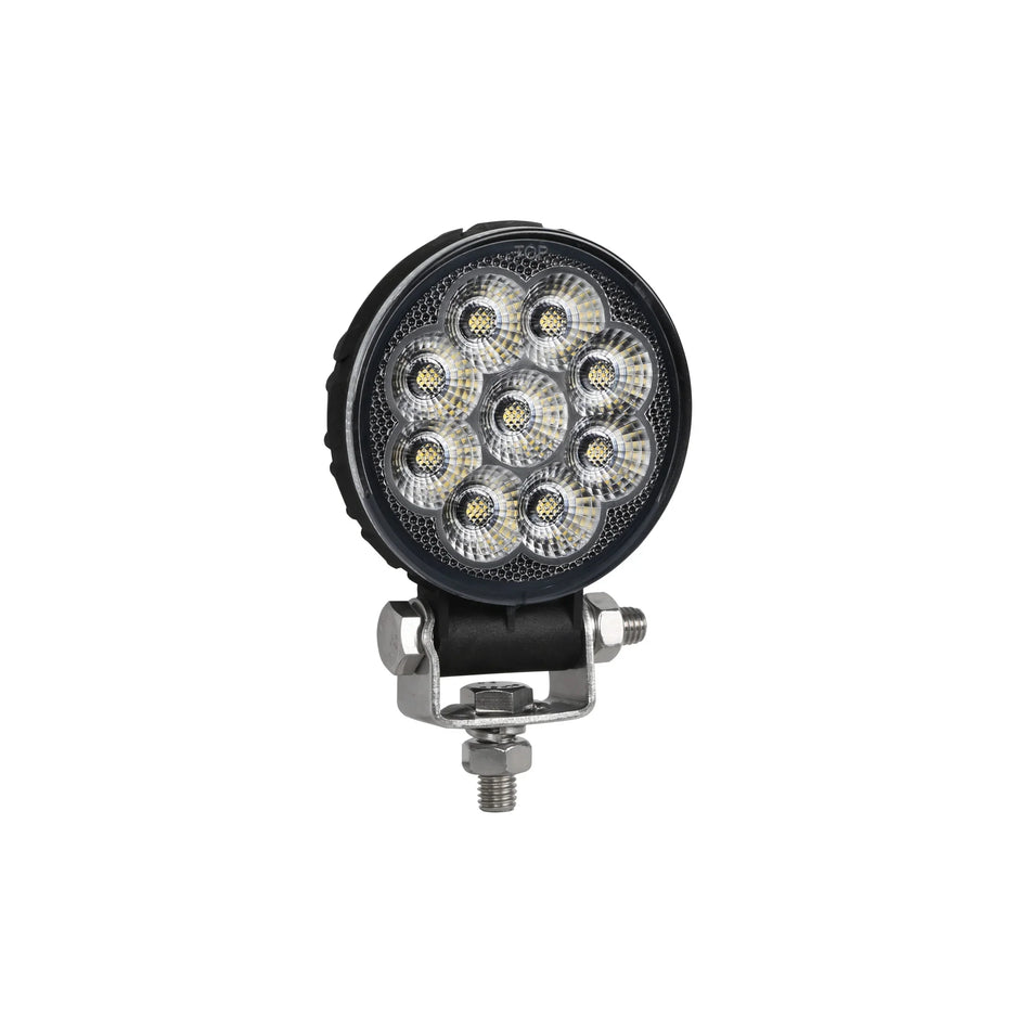 HELLA X-Treme Series LED Driving Lights in White mode with X-shape position light, IP69K, auxiliary high-beam, rugged aluminum housing.