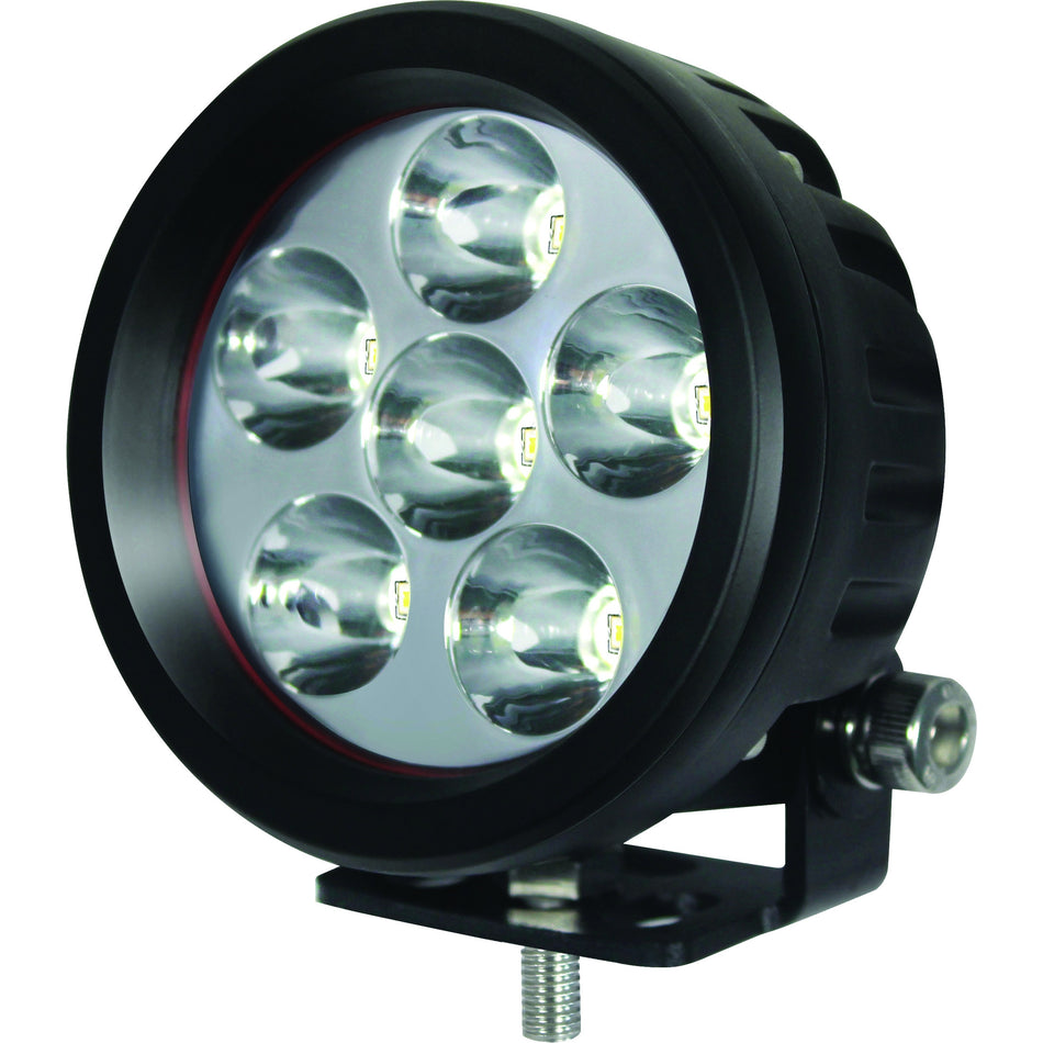 Black HELLA Valuefit 90mm LED spot light with six bright lenses and mounting bracket.