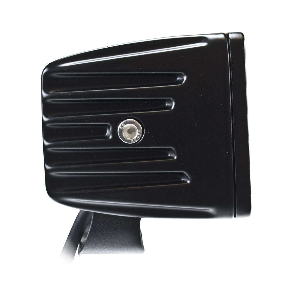 Black HVF Cube 6 LED flood light, compact and rugged with a ribbed design and mounting bracket.
