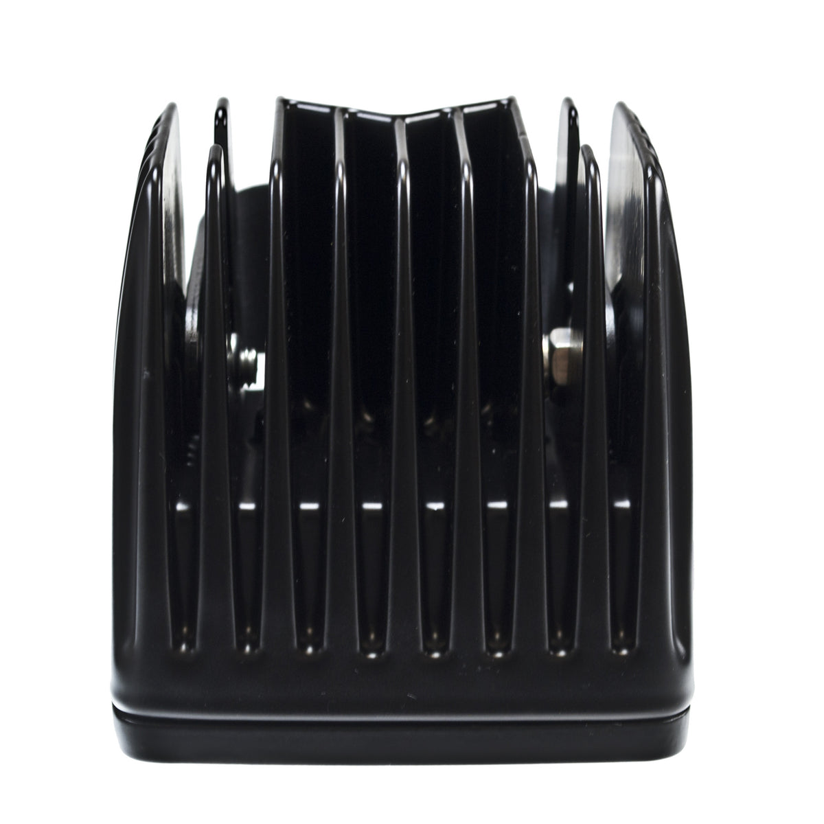 Black HVF Cube 6 LED flood light, compact with a rugged finned heat sink design.