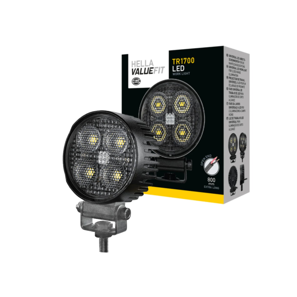 HELLA X-Treme Series LED Driving Lights in White mode, rugged aluminum housing, IP69K, auxiliary high-beam, off-road.
