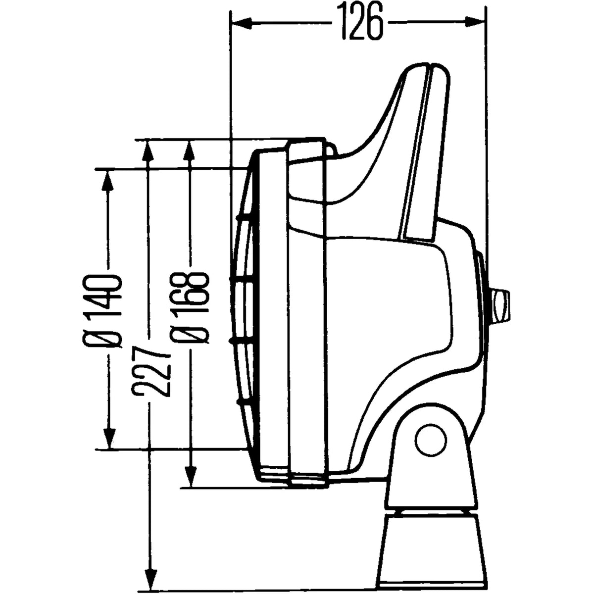 HELLA X-Treme Series LED Driving Lights technical drawing, IP69K rated, for off-road auxiliary high-beam use.