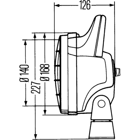 HELLA X-Treme Series LED Driving Lights technical drawing, IP69K rated, for off-road auxiliary high-beam use.