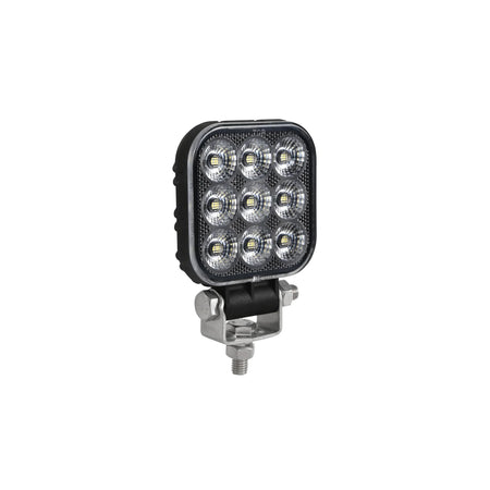 HELLA X-Treme Series LED Driving Lights in white mode with X-shape position light, IP69K, rugged housing, auxiliary high-beam for off-road use.