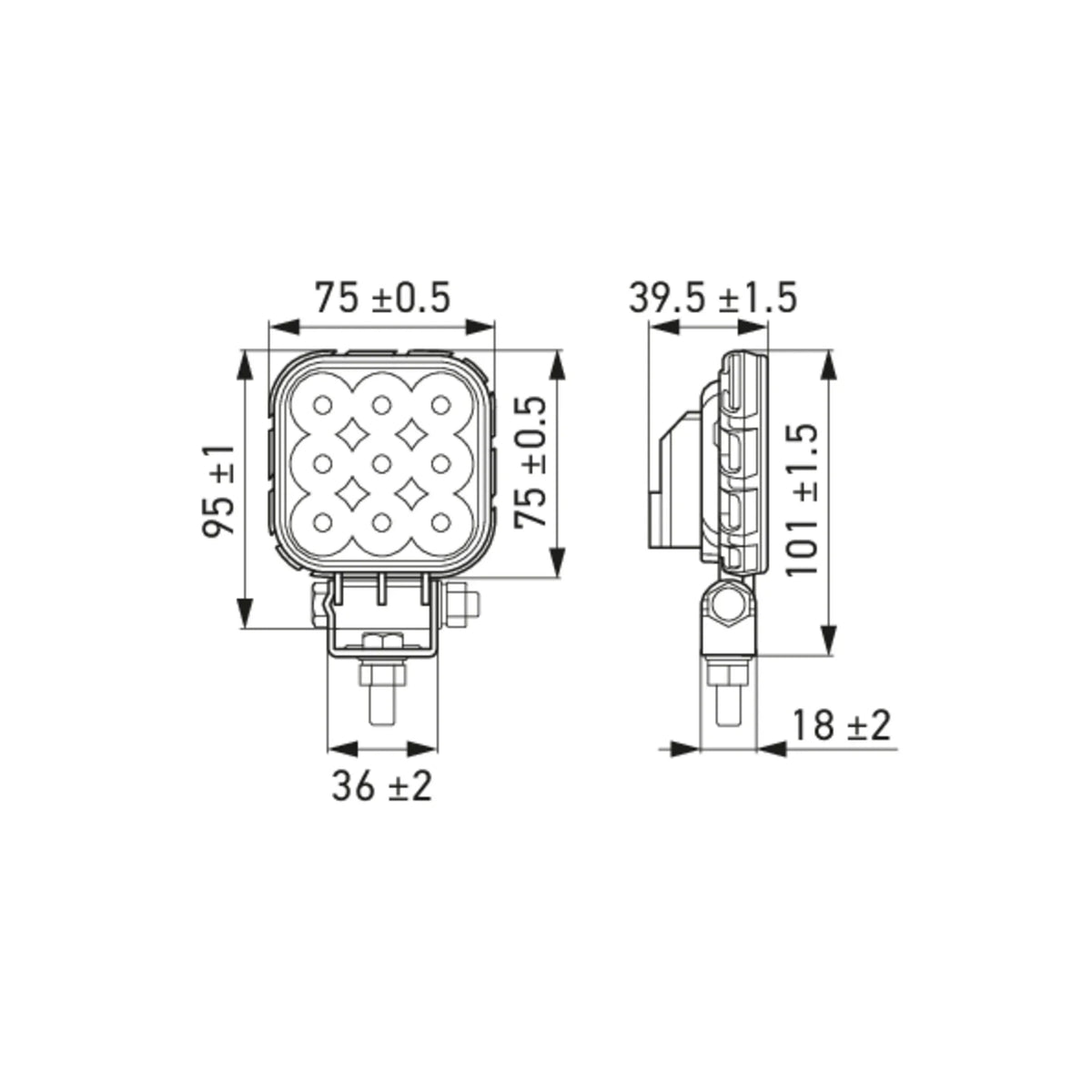 HELLA X-Treme Series LED Driving Lights technical diagram, X-shape position light, IP69K, auxiliary high-beam, rugged aluminum housing.