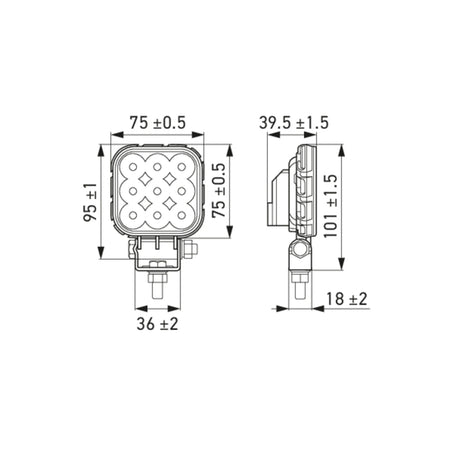 HELLA X-Treme Series LED Driving Lights technical diagram, X-shape position light, IP69K, auxiliary high-beam, rugged aluminum housing.