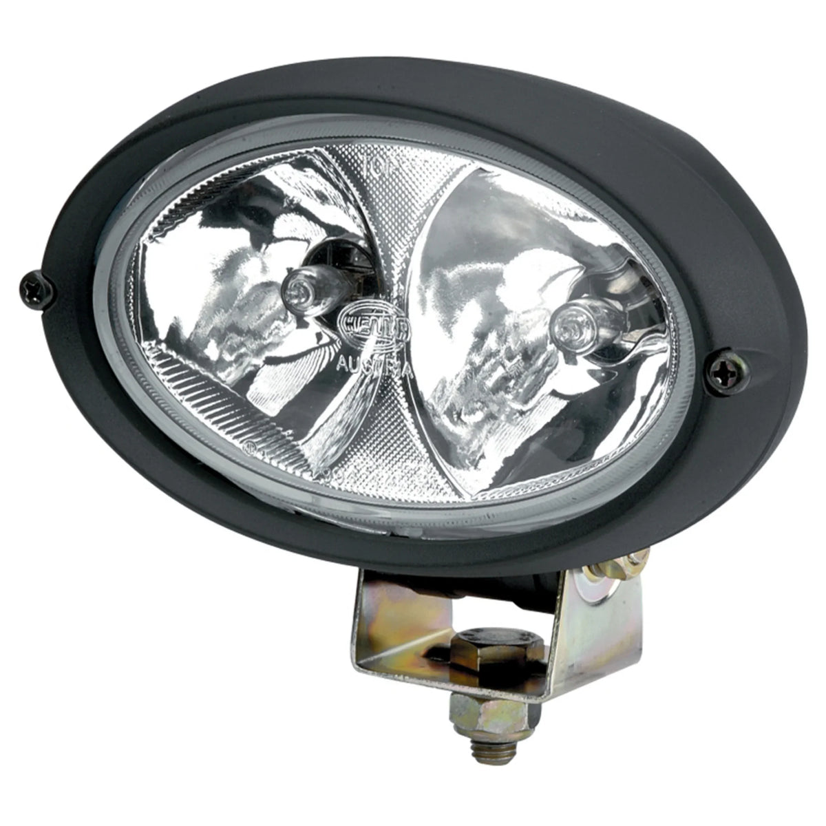 HELLA X-Treme Series LED Driving Lights in white mode, IP69K rugged aluminum with clear lens, auxiliary high-beam, off-road ready, X-shape position light.