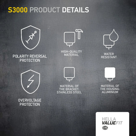 HELLA X-Treme Series LED Driving Lights specs, IP69K, rugged aluminum housing, auxiliary high-beam, off-road.