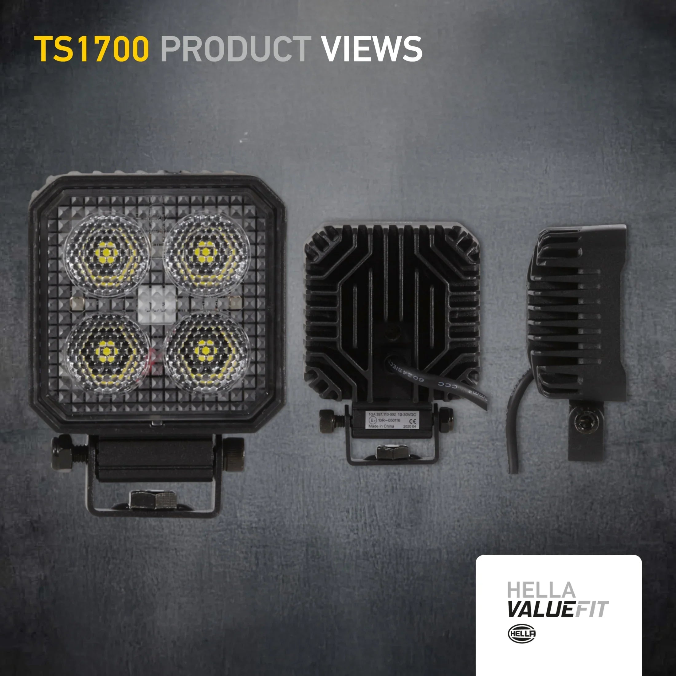 HELLA X-Treme Series LED Driving Lights, auxiliary high-beam, white X-shape position light, IP69K, rugged aluminum housing.