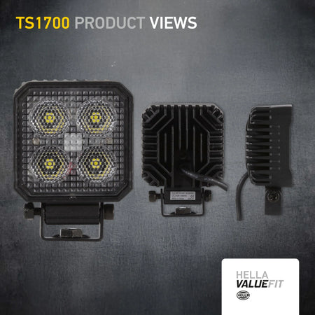 HELLA X-Treme Series LED Driving Lights, auxiliary high-beam, white X-shape position light, IP69K, rugged aluminum housing.