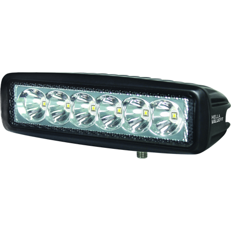 Black HVF 6 LED Mini 6" light bar with six bright LEDs and a durable housing.