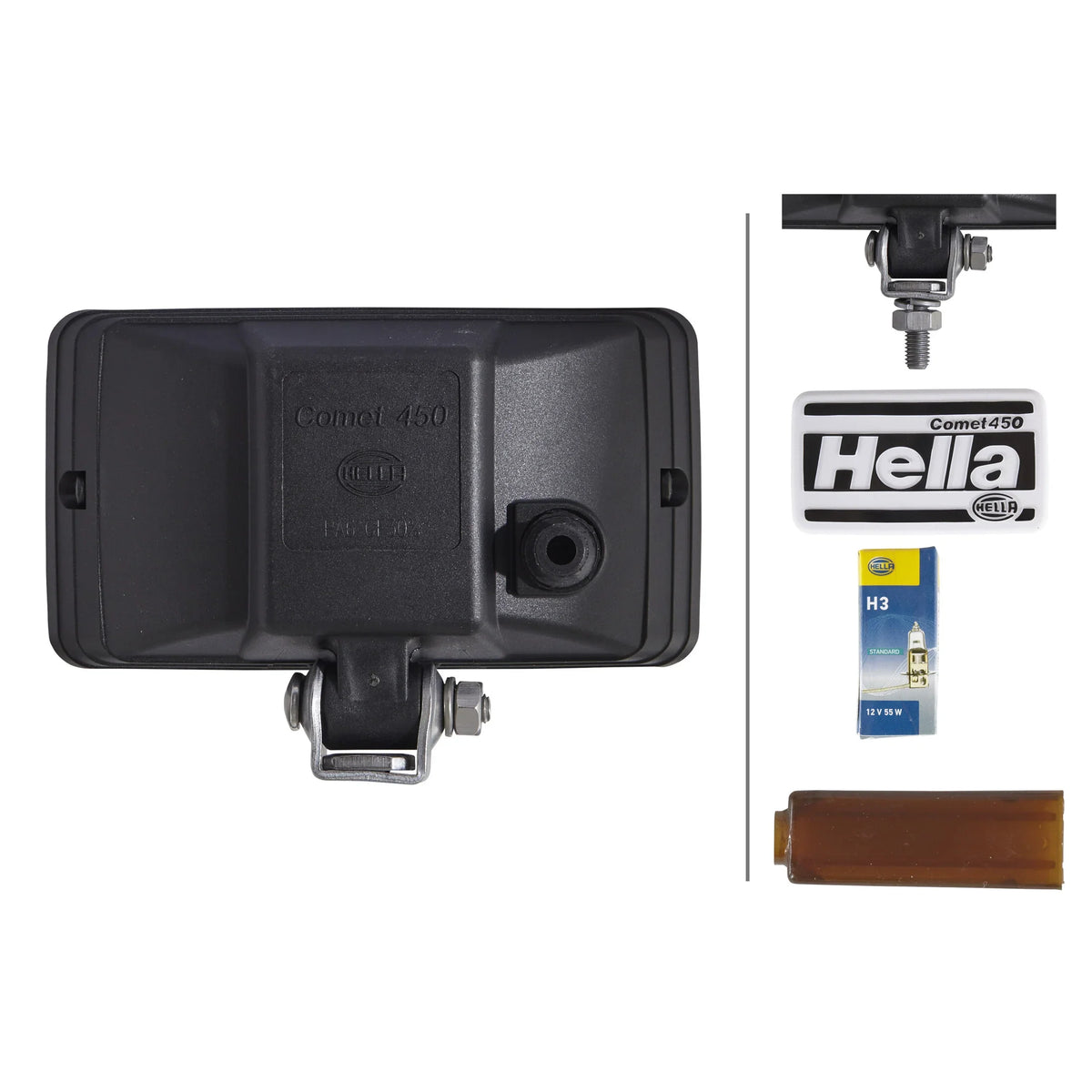 HELLA 450 Halogen Fog Light — technical drawing with dimensions