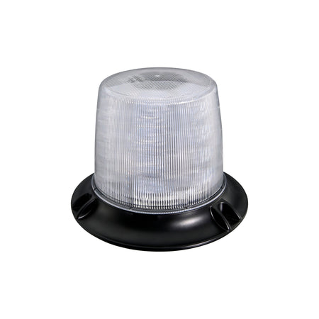 HELLA White Beacon double flash LED warning light with clear lens and black base.