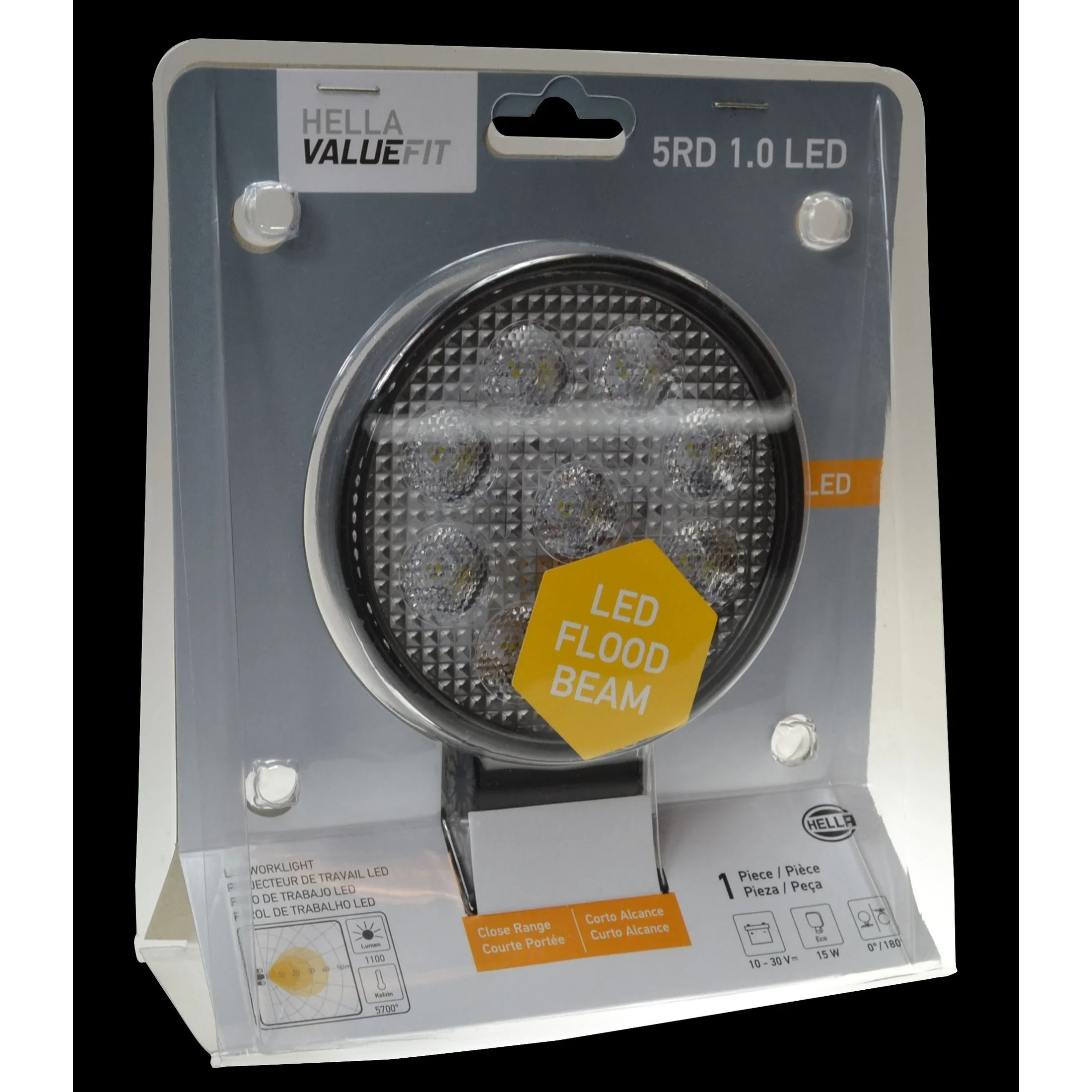 HELLA X-Treme Series LED Driving Lights in white mode, rugged aluminum housing, IP69K, auxiliary high-beam, X-shape position light, off-road ready.