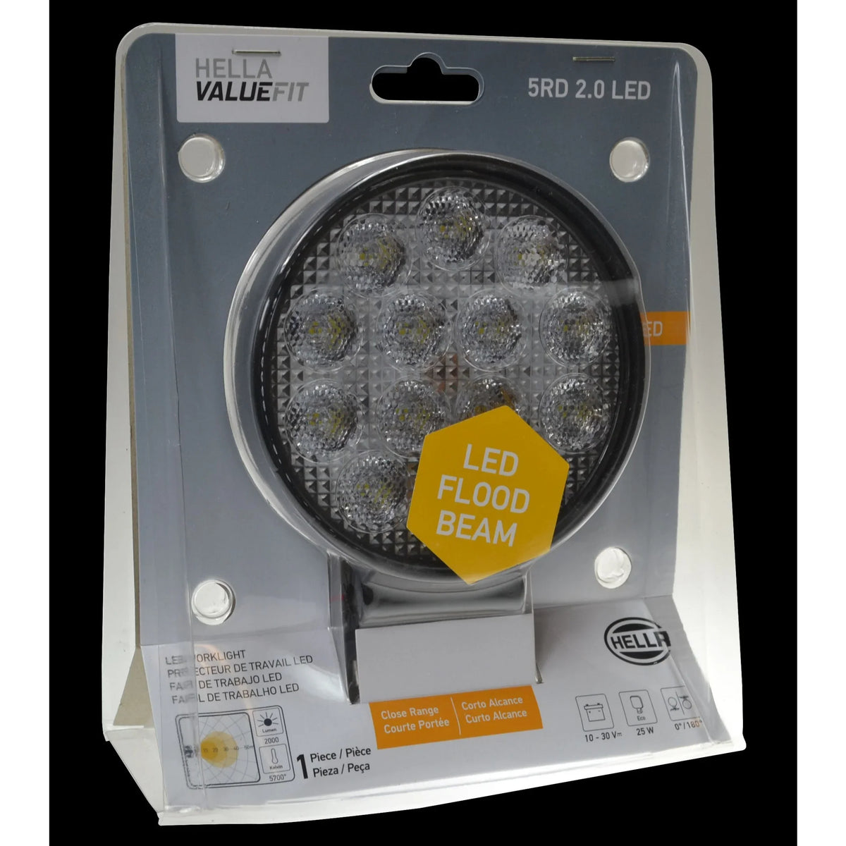 HELLA X-Treme Series LED Driving Lights with white auxiliary high-beam, IP69K, rugged housing, X-shape position light, off-road.