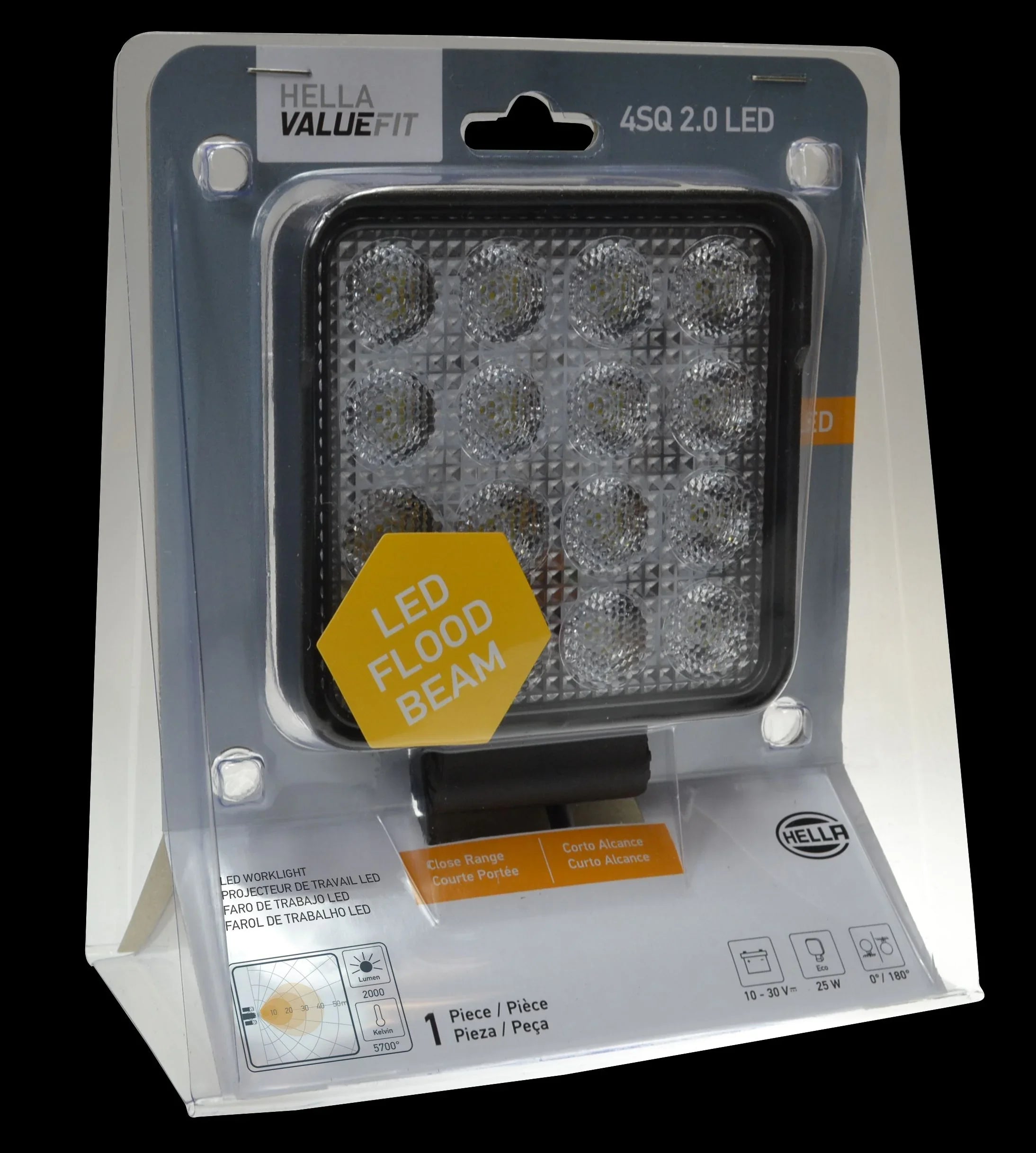 HELLA X-Treme Series LED Driving Lights in white mode, rugged IP69K, clear lens, auxiliary high-beam.