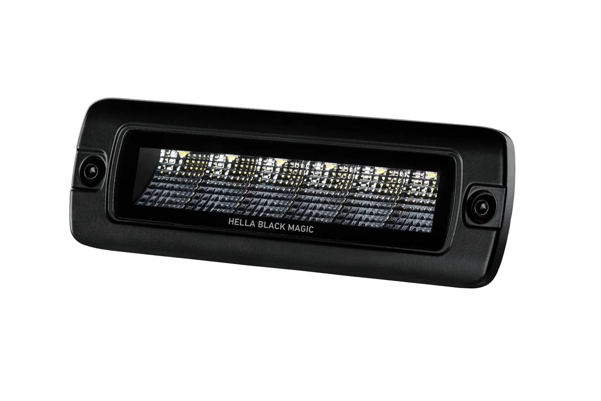 HELLA X-Treme Series LED Driving Lights in white mode, rugged aluminum housing, IP69K off-road auxiliary high-beam.