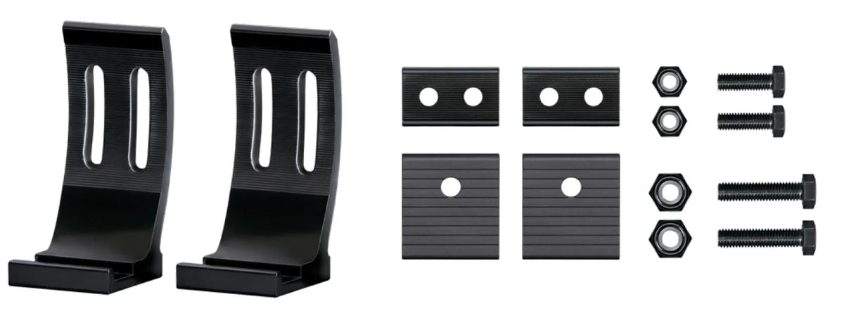 HELLA X-Treme Series off-road LED Driving Lights mounting hardware, rugged aluminum brackets, IP69K rated.