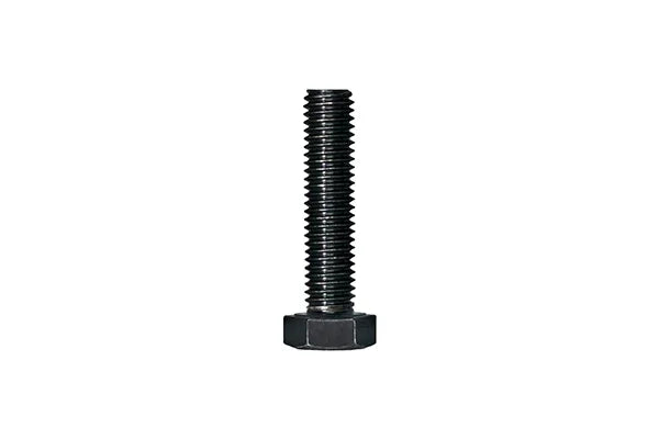 Black hex head bolt with fully threaded shaft, rugged construction, off-road hardware component.